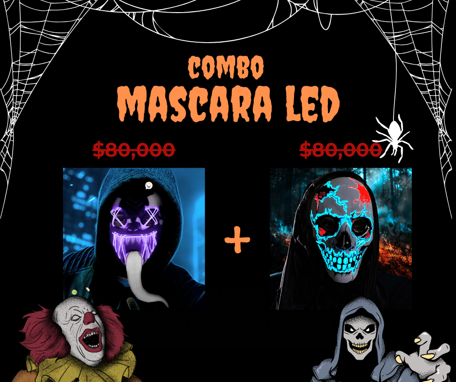 Combo X 2 (Máscara LED Venom + Máscara Luminosa de Calavera)