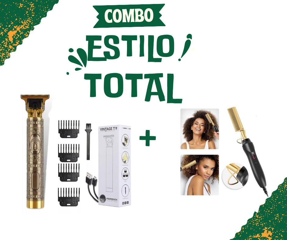 Combo Estilo Total: Máquina Patillera Buda T9 + Peine Eléctrico Alisador M-SS2