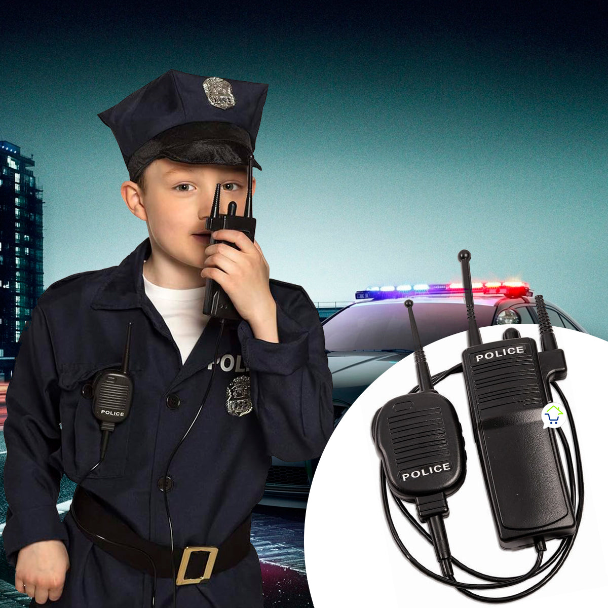 Combo x2 Walkie Talkie de Policía Falso – Intercomunicador para Disfraz Halloween