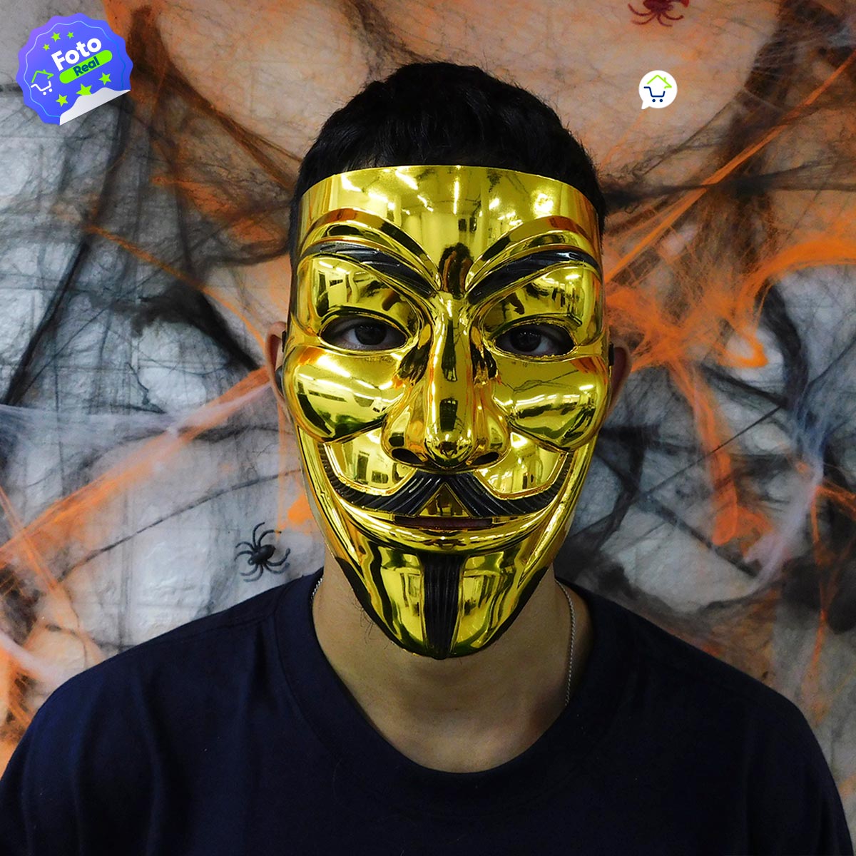 Máscara Anonymous Hacker Vendetta Dorada Halloween